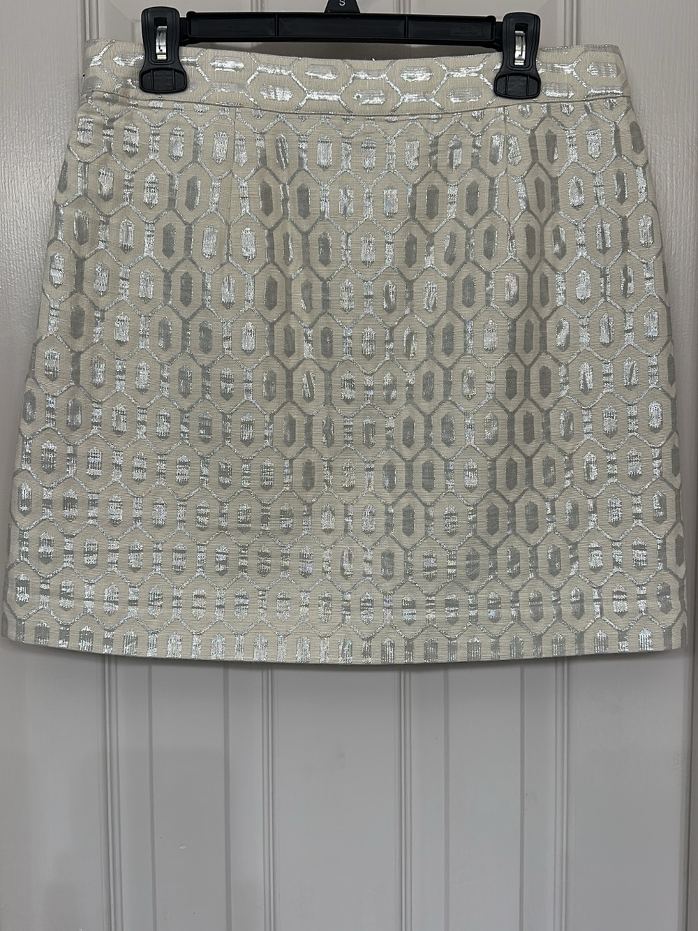 Banana Republic Cream Mini Skirt with Metallic Geometric Pattern